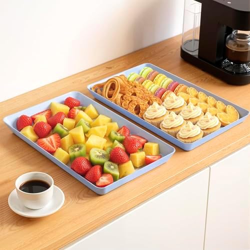 6 pcs Serving Tray for Entertaining, Serving Platters for Snacks, Fruit, Cookies, Dessert, Reusable Plastic, alternate view 7