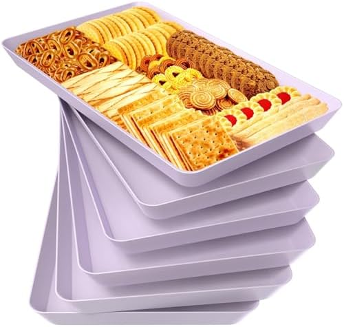 6 pcs Serving Tray for Entertaining, Serving Platters for Snacks, Fruit, Cookies, Dessert, Reusable Plastic