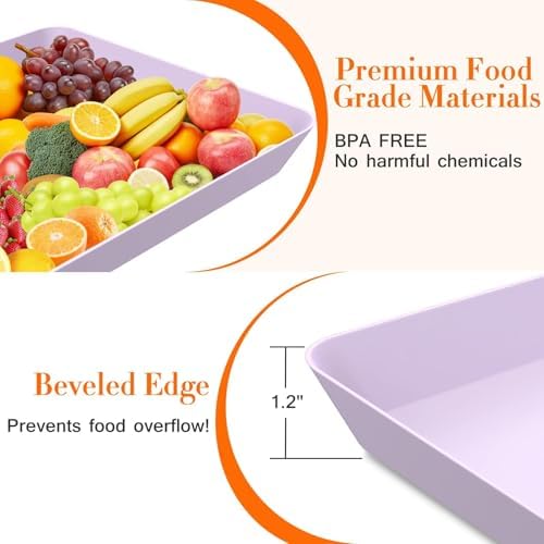 6 pcs Serving Tray for Entertaining, Serving Platters for Snacks, Fruit, Cookies, Dessert, Reusable Plastic, alternate view 4