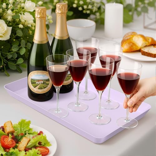 6 pcs Serving Tray for Entertaining, Serving Platters for Snacks, Fruit, Cookies, Dessert, Reusable Plastic, alternate view 6