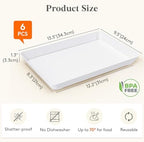 6 Pcs Serving Tray for Party, Reusable Plastic Food Serving Platter in White, alternate view 3