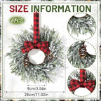 6 Pcs Small Christmas Kitchen Cabinet Wreaths for Front Door with Bow in Christmas White, alternate view 3