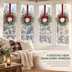 6 Pcs Small Christmas Kitchen Cabinet Wreaths for Front Door with Bow in Christmas White, alternate view 7