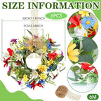 6 PCS Small Spring Floral Kitchen Cabinet Wreath Mini Artificial Sunflowers Daisy Wreath for Front Door with, alternate view