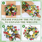 6 PCS Small Spring Floral Kitchen Cabinet Wreath Mini Artificial Sunflowers Daisy Wreath for Front Door with, alternate view