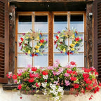 6 PCS Small Spring Floral Kitchen Cabinet Wreath Mini Artificial Sunflowers Daisy Wreath for Front Door with, alternate view