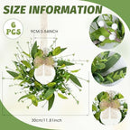 6 PCS Spring Summer Eucalyptus Kitchen Cabinet Wreaths Small Artificial Green Eucalyptus Leaf Wreath for Front, alternate