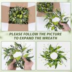6 PCS Spring Summer Eucalyptus Kitchen Cabinet Wreaths Small Artificial Green Eucalyptus Leaf Wreath for Front, alternate