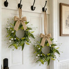 6 PCS Spring Summer Eucalyptus Kitchen Cabinet Wreaths Small Artificial Green Eucalyptus Leaf Wreath for Front, alternate