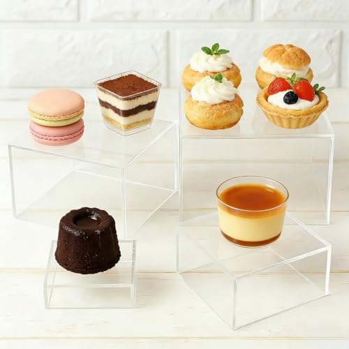6 Pcs Stackable Acrylic Clear Buffet Risers and Stands in Clear, alternate view 2
