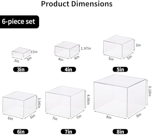 6 Pcs Stackable Acrylic Clear Buffet Risers and Stands in Clear, alternate view 3