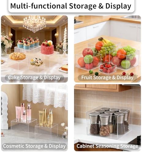 6 Pcs Stackable Acrylic Clear Buffet Risers and Stands in Clear, alternate view 5