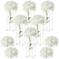 6 Pcs Tall Acrylic Wedding Flower Stands Centerpiece with Hydrangea in White