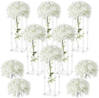 6 Pcs Tall Acrylic Wedding Flower Stands Centerpiece with Hydrangea in White