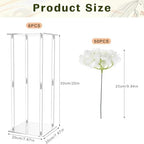 6 Pcs Tall Acrylic Wedding Flower Stands Centerpiece with Hydrangea in White, alternate view 3