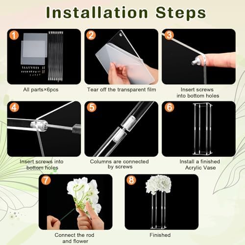 6 Pcs Tall Acrylic Wedding Flower Stands Centerpiece with Hydrangea in White, alternate view 4