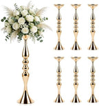 6 Pcs Tall Gold Wedding Centerpieces for Table Decor, Wedding Flower Vases Bulk, Metal Arrangements Center
