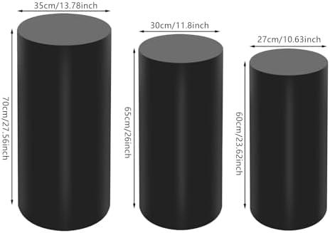 6 PCS Tall Round Pedestals Cake Stands for Wedding, Black in Black, alternate view 3