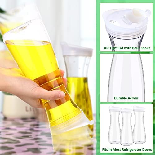 6 Pcs Water Carafes with Lid 20 oz Plastic Juice Container Pitcher in Clear, alternate view 3