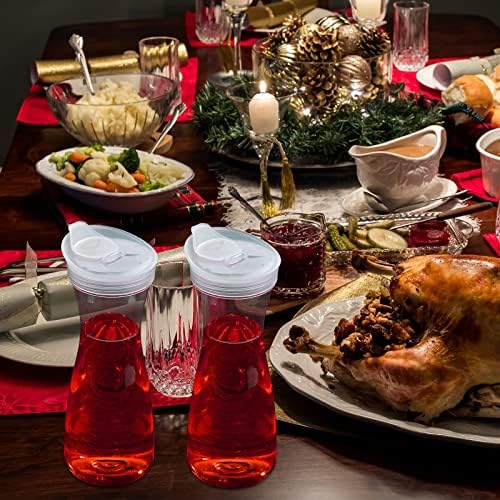 6 Pcs Water Carafes with Lid 20 oz Plastic Juice Container Pitcher in Clear, alternate view 6