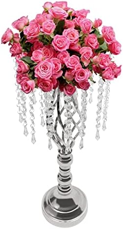 6 Pcs Wedding Centerpieces for Table,19.3" Crystal Flower Stand, Sliver in Sliver