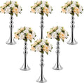 6 Pcs Wedding Flower Stand, Table Centerpiece, 15 in, Silver in Gold