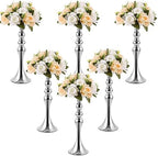 6 Pcs Wedding Flower Stand, Table Centerpiece, 15 in, Silver in Gold