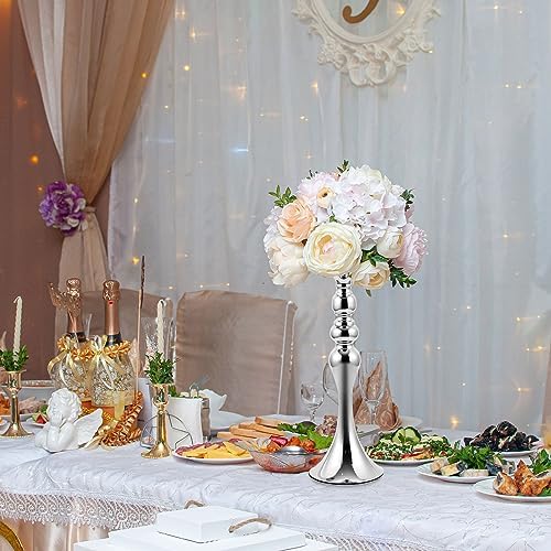 6 Pcs Wedding Flower Stand, Table Centerpiece, 15 in, Silver in Gold, alternate view 2