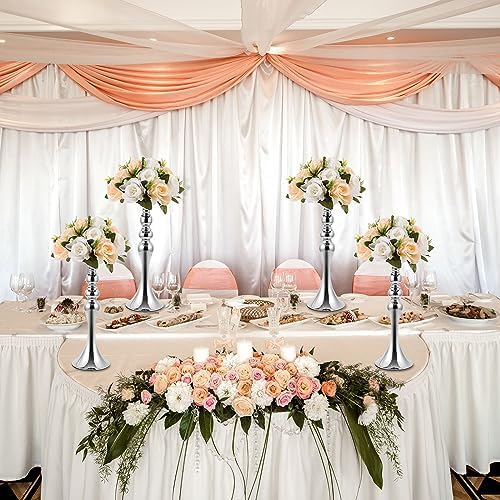 6 Pcs Wedding Flower Stand, Table Centerpiece, 15 in, Silver in Gold, alternate view 6
