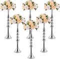 6 Pcs Wedding Flower Stand, Table Centerpiece, 20 Inch, Silver in Silver