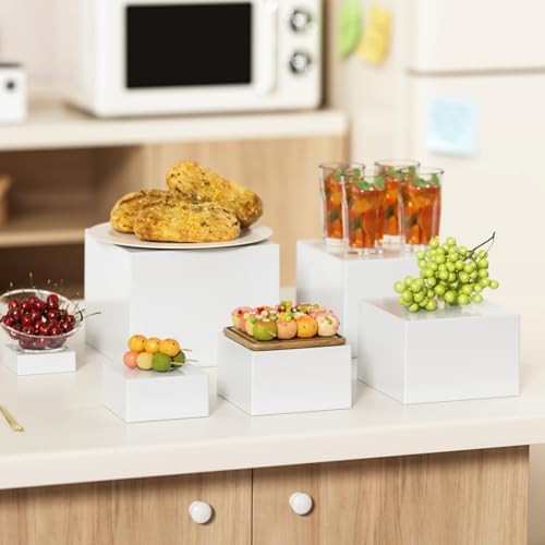 6 Pcs White Acrylic Boxes for Display as Buffet Risers and Stands, Food Risers for Party, Table, Stands, alternate view 2