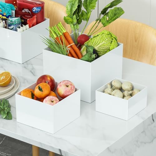 6 Pcs White Acrylic Boxes for Display as Buffet Risers and Stands, Food Risers for Party, Table, Stands, alternate view 4