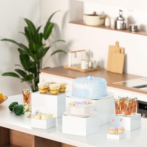 6 Pcs White Acrylic Boxes for Display as Buffet Risers and Stands, Food Risers for Party, Table, Stands, alternate view 5