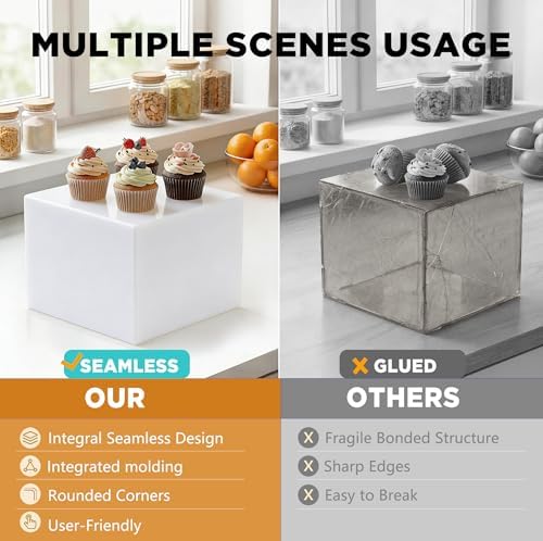 6 Pcs White Acrylic Buffet Risers and Stands, Food Display Stands for Buffet Table, Nesting Risers for Dessert, alternate