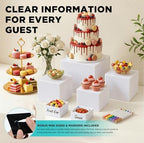 6 Pcs White Acrylic Buffet Risers and Stands, Food Display Stands for Buffet Table, Nesting Risers for Dessert, alternate