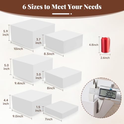 6 Pcs White Acrylic Buffet Risers, Food Display Stands for Buffet Table in White, alternate view 2