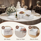 6 Pcs White Acrylic Buffet Risers, Food Display Stands for Buffet Table in White, alternate view 3