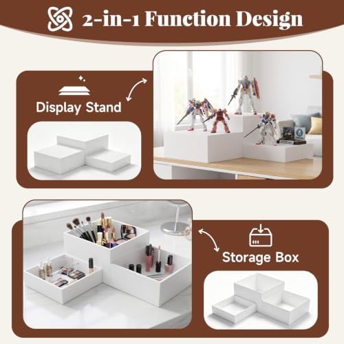 6 Pcs White Acrylic Buffet Risers, Food Display Stands for Buffet Table in White, alternate view 5
