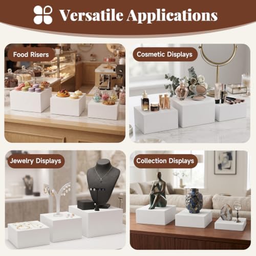 6 Pcs White Acrylic Buffet Risers, Food Display Stands for Buffet Table in White, alternate view 6