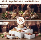 6 Pcs White Acrylic Buffet Risers, Food Display Stands for Buffet Table in White, alternate view 7