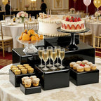 6 Pcs White Acrylic Buffet Risers, Food Display Stands for Cake Dessert Party Catering, Decorative Cube Boxes, alternate view