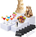 6 Pcs White Acrylic Buffet Risers Set Square Acrylic Display Boxes in White