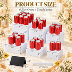 6 Pcs White Acrylic Buffet Risers Set Square Acrylic Display Boxes in White, alternate view 2