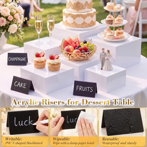 6 Pcs White Acrylic Buffet Risers Set Square Acrylic Display Boxes in White, alternate view 3