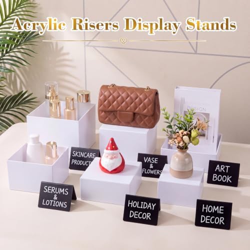 6 Pcs White Acrylic Buffet Risers Set Square Acrylic Display Boxes in White, alternate view 7