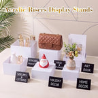 6 Pcs White Acrylic Buffet Risers Set Square Acrylic Display Boxes in White, alternate view 7
