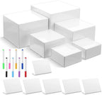 6 PCS White Acrylic Buffet Risers with 6 Signs and 8 Markers, Buffet Risers and Stands Nesting Cube Boxes with