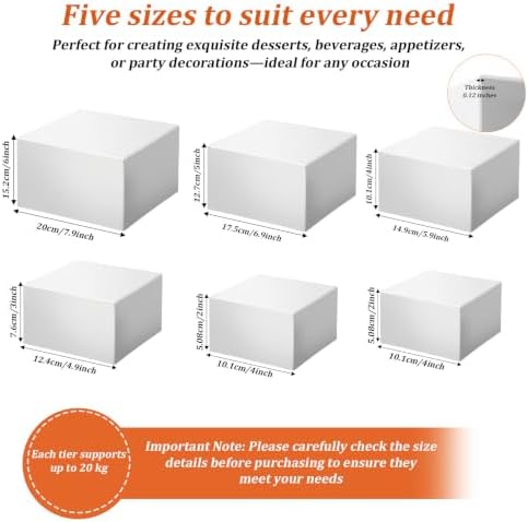 6 PCS White Acrylic Buffet Risers with 6 Signs and 8 Markers, Buffet Risers and Stands Nesting Cube Boxes with, alternate