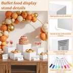 6 PCS White Acrylic Buffet Risers with 6 Signs and 8 Markers, Buffet Risers and Stands Nesting Cube Boxes with, alternate