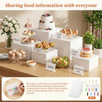 6 PCS White Acrylic Buffet Risers with 6 Signs and 8 Markers, Buffet Risers and Stands Nesting Cube Boxes with, alternate